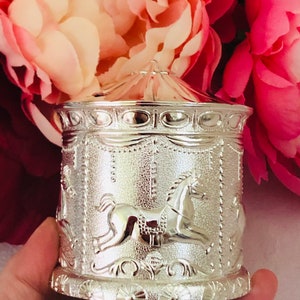 Silver Money box Carousel,Money box, Money box Carousel,Piggy Bank,Coin box,,Horse Carousel,Baptism gift, Christening gift, girls piggy bank