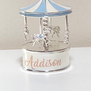 Personalised Musical Carousel,Musical Carousel,Nursery Gift,New Baby Gift, Horse Carousel,Baptism gift,Christening gift,Gift for baby,Music zdjęcie 3