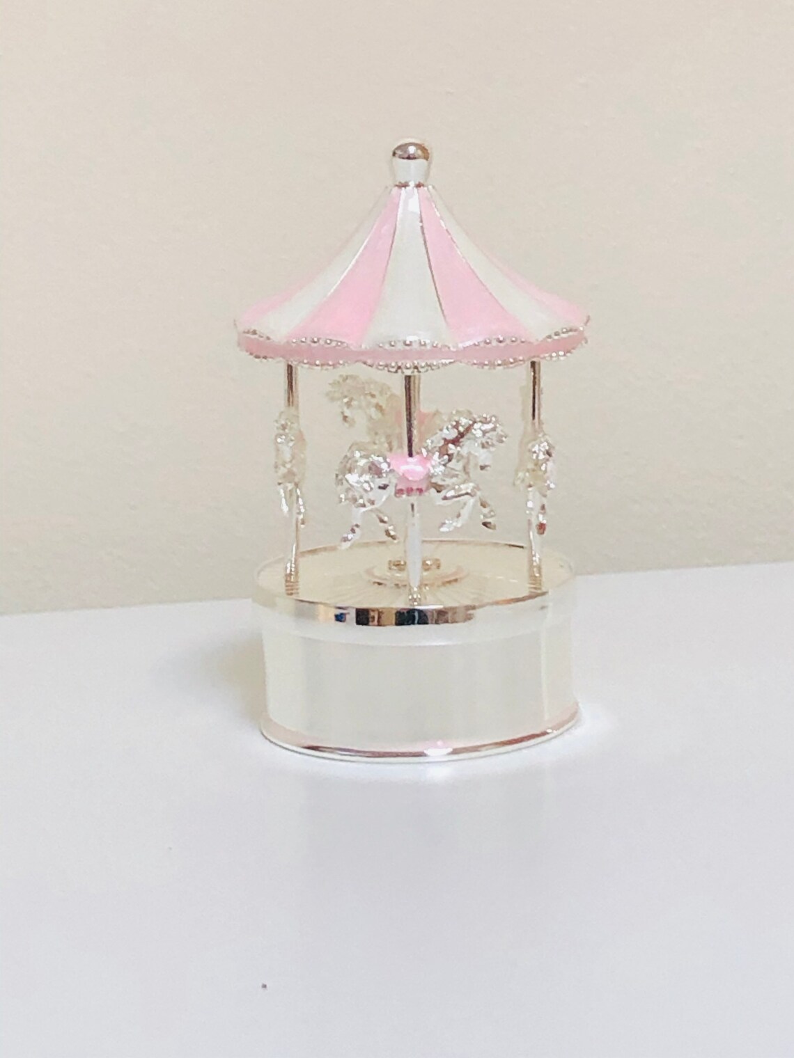 Personalised Silver Musical Carousel Music box Musical Etsy