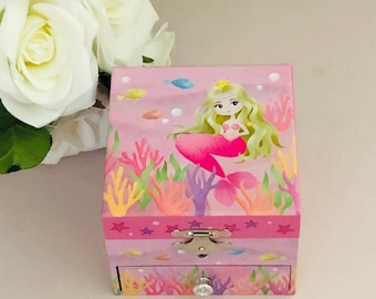 Personalised WOODEN Mermaid ballerina musical jewelry box Ballerina Music box, music box for girls, personalised music box,FUR ELISE