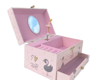 Personalised Over the rainbow music box WOODEN ballerina musical jewelry box, Ballerina Music box,Musical jewellery box,music box for girls