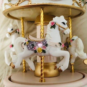 Musical Carousel, Music box, Musical Carousel, Nursery Gift, New Baby Gift, Horse Carousel, Baptism gift, Christening gift image 2