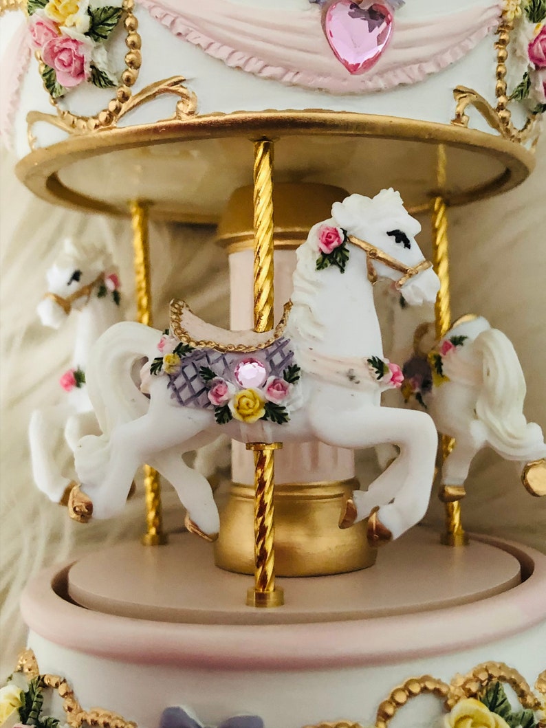 Musical Carousel, Music box, Musical Carousel, Nursery Gift, New Baby Gift, Horse Carousel, Baptism gift, Christening gift image 2