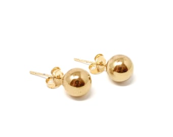 Holly Golightly Tiny 10k Gold Plated Ball Stud Oorbellen - Dainty Signature Gold Bead Simple Studs - Perfect voor 2e Lobe Piercings