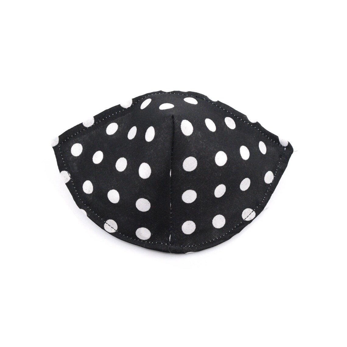 Handmade Face Mask in Black and White Polka Dot Print Black Dots Mask With Elastic Ear Bands