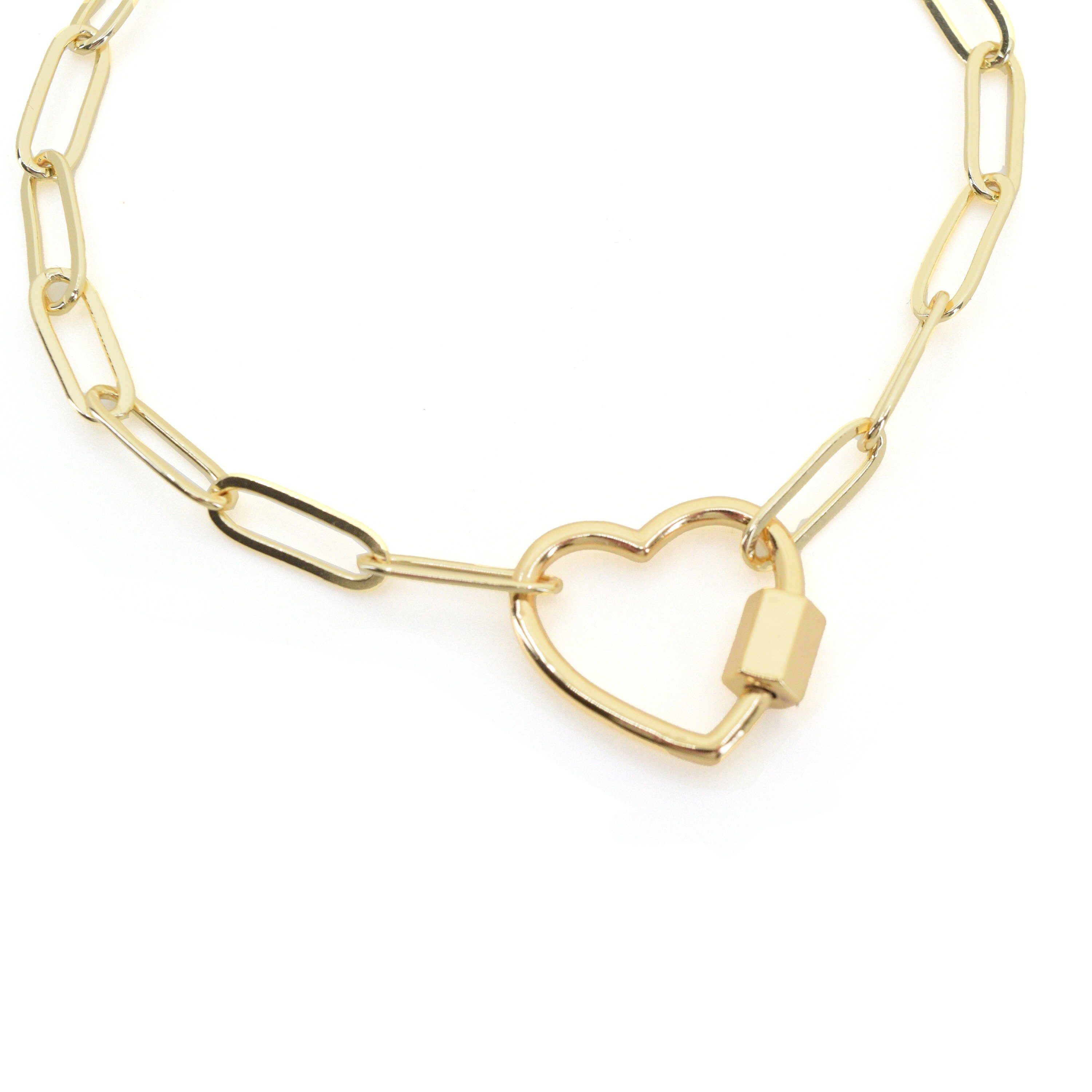 Take My Heart Paperclip Chain Link Bracelet, Gold Chain Bracelets With