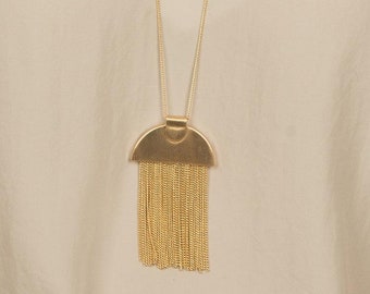 Rainy Day Necklace, Gold Tassel Necklace, Simple Necklace, Delicate 10kt Gold Plated Chain, Love You More Dainty Jewelry, Gift for Her