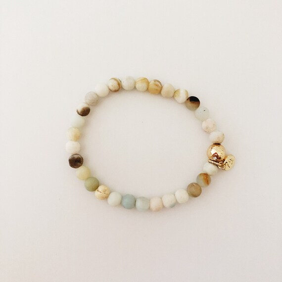 Luna Stone Bead Bracelet With Meaning Natural Matte Amazonite Etsy