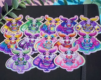Rainbow Pride Moth  LGBTQIA+ Stickers || Kawaii Moth Stickers