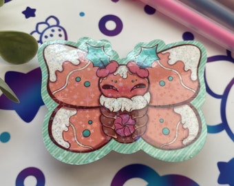 Ginger Moth Glitter Sticker || Holiday Seasonal Gingerbread Cookie