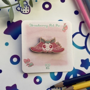 Strawberry Moth Wooden Pin Badge