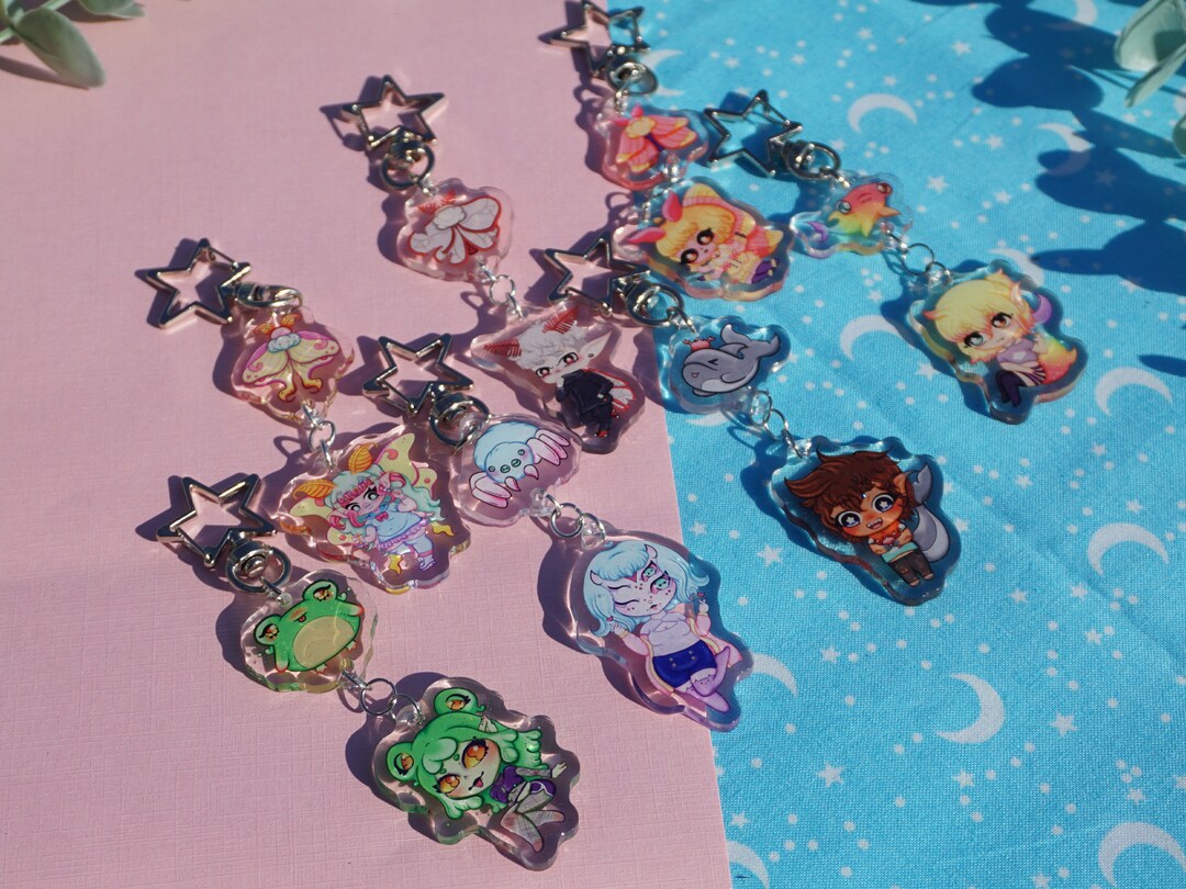Original Characters Acrylic Keyring || Kawaii Monster Characters Charms ...