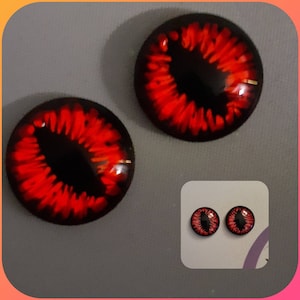 612 glazen ogen: rode gloeiende ogen, handgeschilderde glazen ogen, glow in the dark, 8 mm 10 mm 14 mm 18 mm 20 mm 25 mm 30 mm 35 mm 40 mm 45 mm