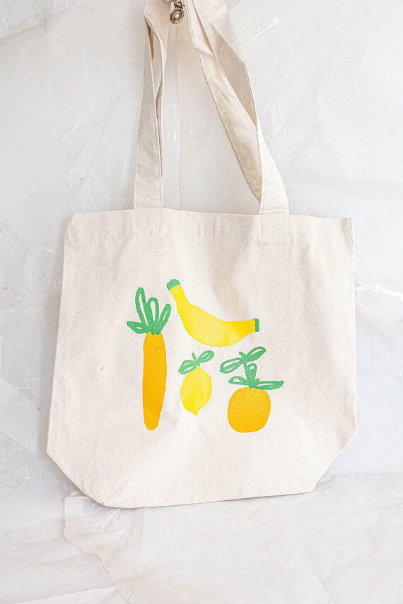 Fruit & Vege Canvas Cotton Tote Bag | Etsy