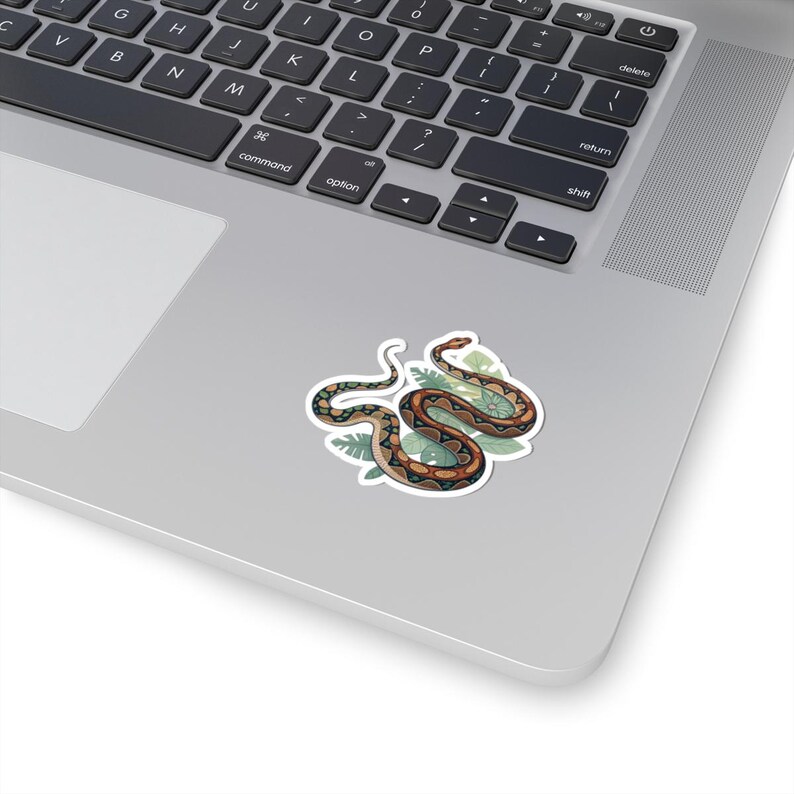 Coiled Snake Boa Constrictor Python Nature Sticker | Kiss-Cut Vinyl Snake Decal, Tropical Leaves Bild 2