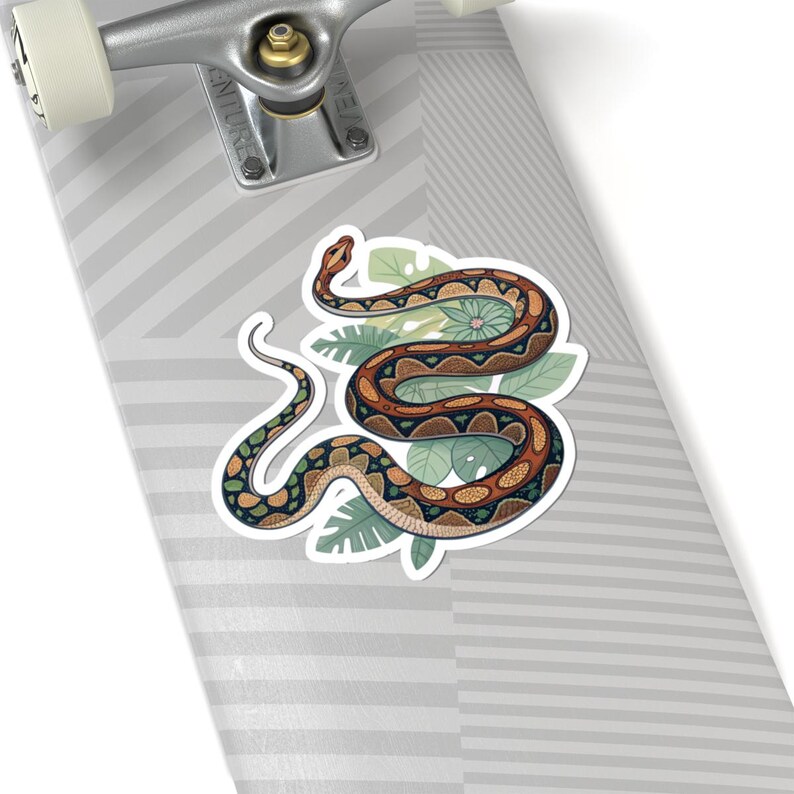 Coiled Snake Boa Constrictor Python Nature Sticker | Kiss-Cut Vinyl Snake Decal, Tropical Leaves Bild 5