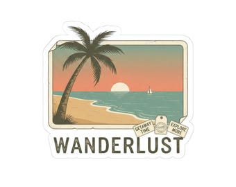 Wanderlust Travel Sticker Kiss-Cut Stickers | Adventure Map, Vintage Passport