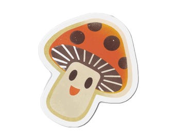 Retro Mushroom Magnet | Pop Art Die-Cut Design