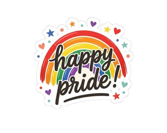 Happy Pride Rainbow sticker | Kiss-cut vinyl sticker, LGBTQ+ celebration