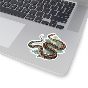Coiled Snake Boa Constrictor Python Nature Sticker | Kiss-Cut Vinyl Snake Decal, Tropical Leaves Bild 3