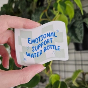 emotionale Unterstützung Wasserflasche | Ästhetischer Hydro Flask Aufkleber | grün und blau Schachbrett Sticker | süßer Sticker