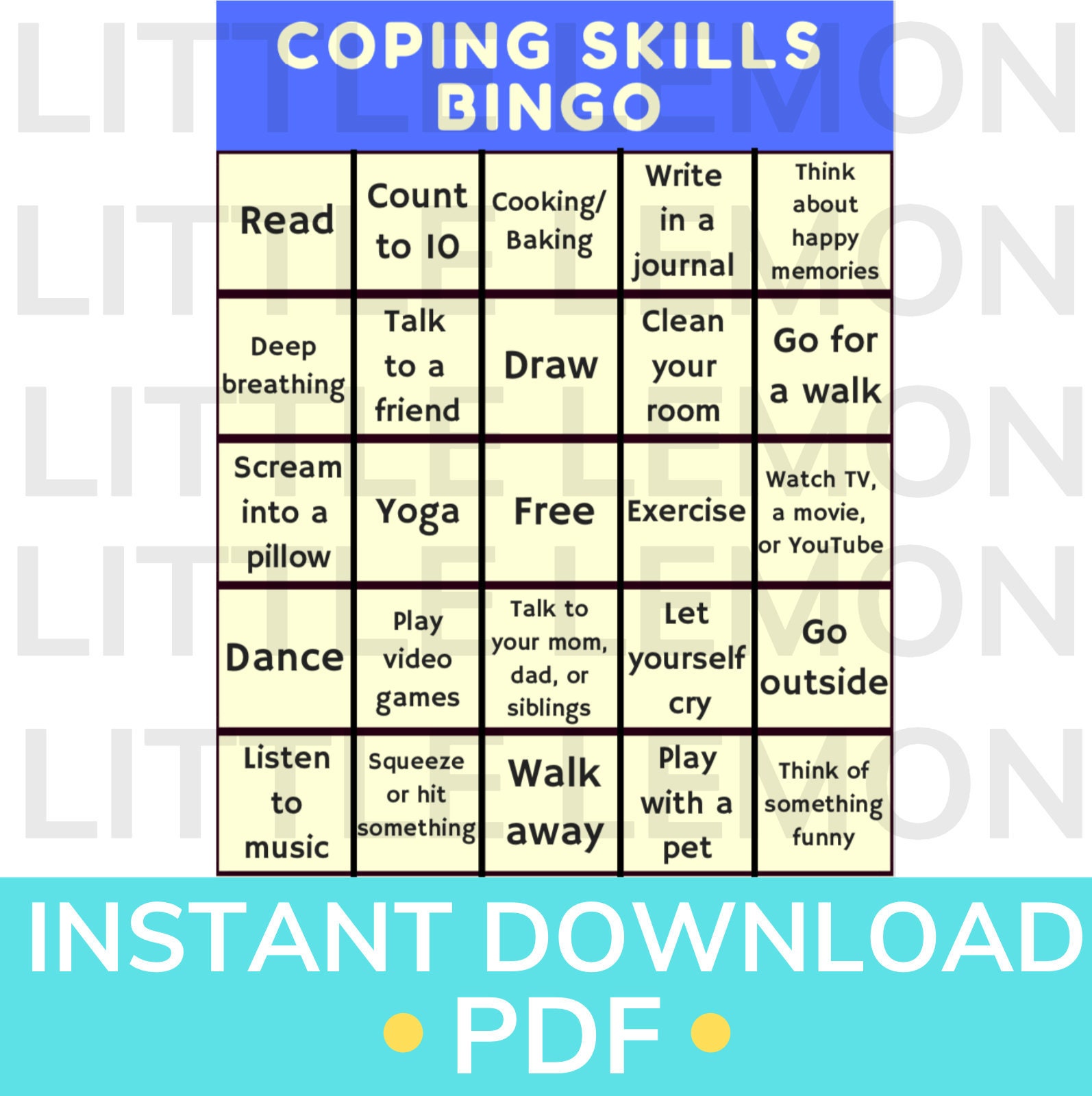 social work counseling therapy coping skills bingo 13 game etsy