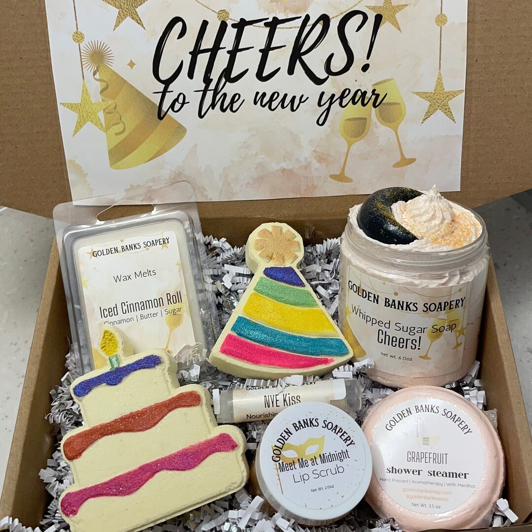 NYE Self Care Gift Box New Years Eve, Cheers, Wax Melts, Bath Bombs