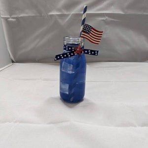 Fake frozen drink, faux tropical drink, photo prop, stage prop, fake 4th of July drink,faux blue drink, resin faux drink