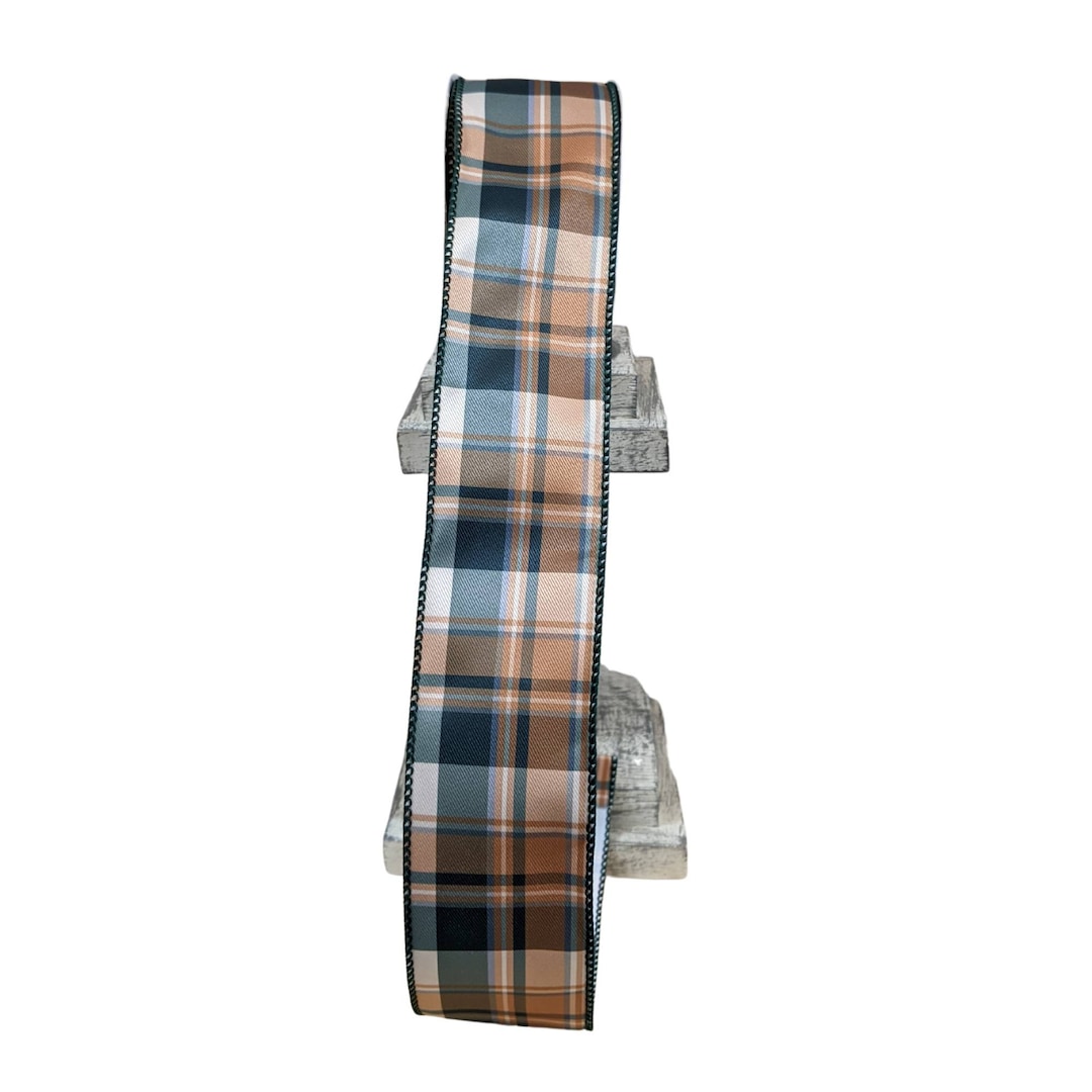 Grey Fall Ribbon Fall Ribbon, Forest Plaid, Brown and Green Plaid Ribbon, Autumn ...