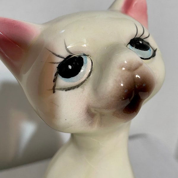 Vintage Mid Century Ceramic Siamese Cat Figurine Statue