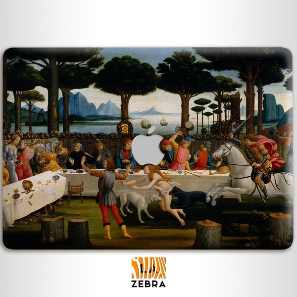 L'histoire de Nastagio Degli Onesti - Le Banquet dans la peinture de la forêt de pins par Sandro Botticelli oeuvre Gift Case Botticelli A2141