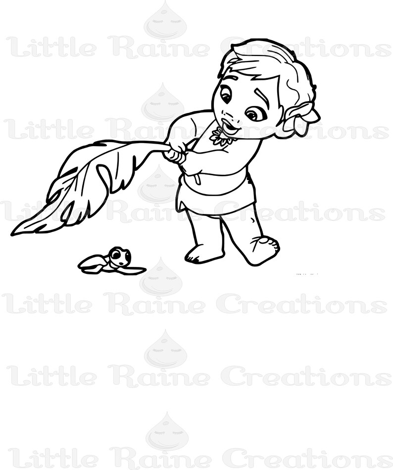 Baby Moana and the Baby Turtle Svg Png Jpeg | Etsy UK