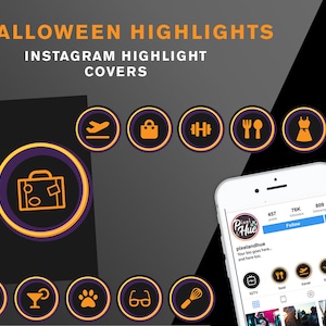 Halloween Instagram Highlight Cover Bundle | Social Media, Beauty, Fashion, Blog, Lifestyle, YouTube | Dark Orange Purple