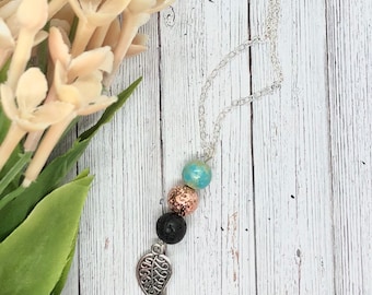 Diffuser necklace, Lava necklace, Diffuser pendant, rose gold necklace, essential oil necklace, gemstone necklace, Aromatherapy necklace