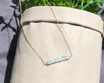 Opal necklace, Opal Bar Necklace, Ethiopian Opal Fire, Opal Fire Bar Necklace, Opal Jewellery, Gift For Her, Anniversary Gift, Rainbow Opal