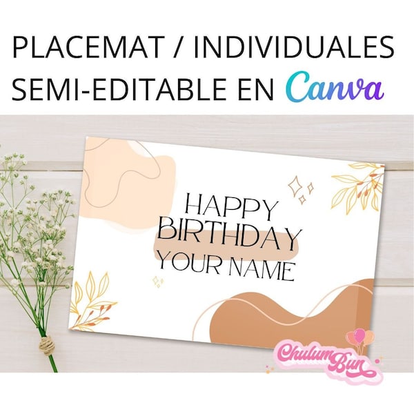 Aesthetic placemats for your party. Individual para tu fiesta