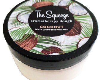 The Squeeze - Coconut 100% essential oil stress relief dough for self care, aromatherapy stress ball, stress relief