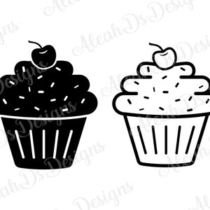 Cupcake, Kirsche, Kirschen, Streusel, Tasse, Süßigkeiten, Bäckerei, ClipArt, Clipart, Design, Silhouette, Cricut, schneiden Dateien, Svg, Png, Pdf, Eps, Dxf