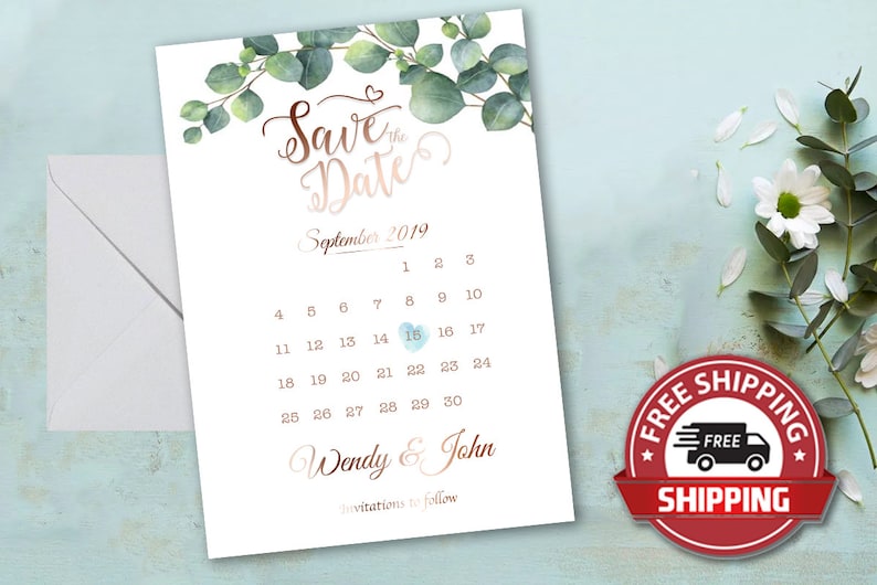 Save The Date Printed Wedding Invitations Greenery Invitations Wedding Invites Wedding Modern Wedding Invitation Save Our Date