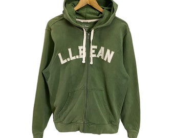 vintage Y2K L.L. Bean spellout hoodie sweatshirt jacket windbreaker green