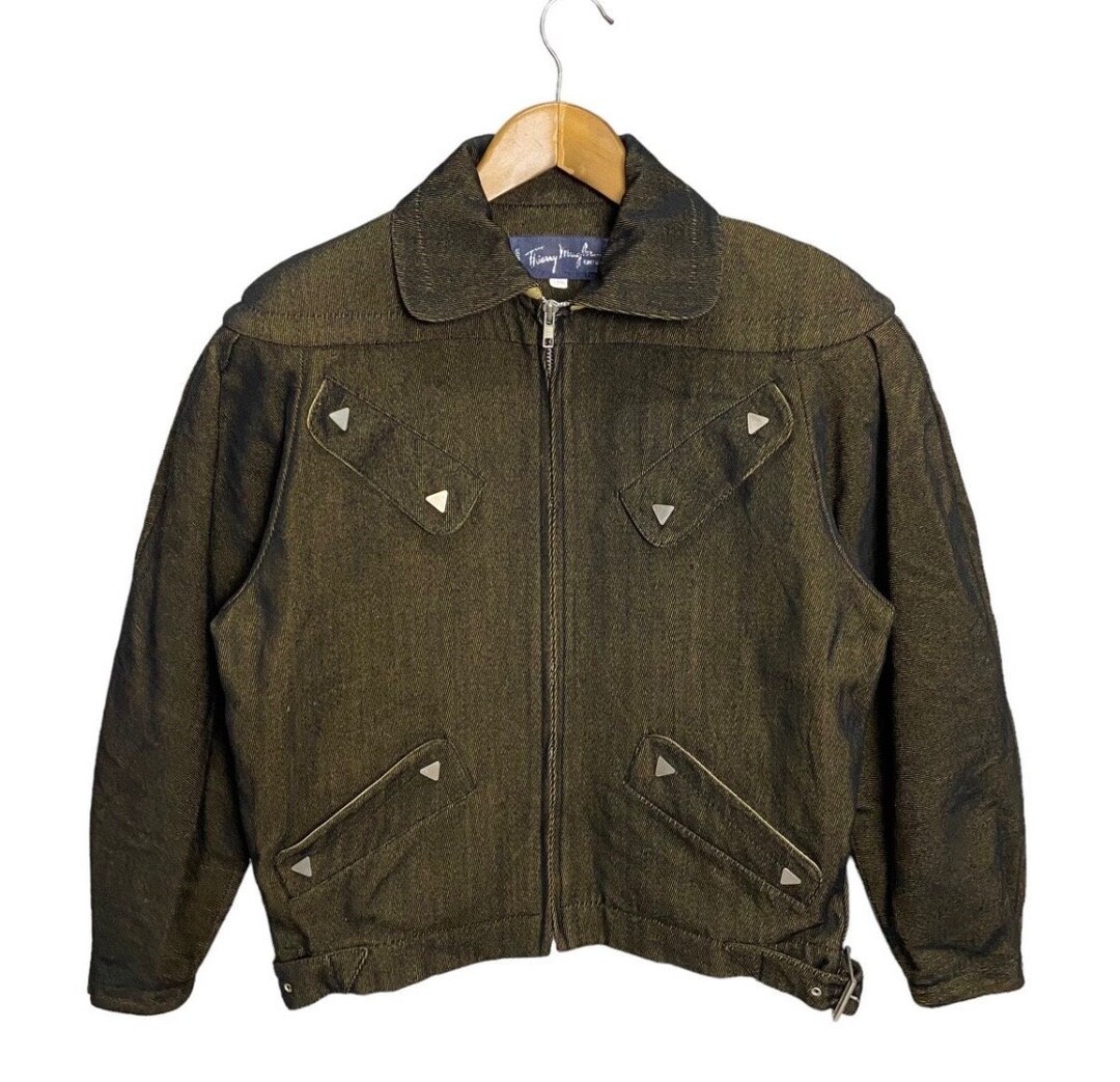 Triangle Jacket Button Thierry Mugler 80s Denim Triagle Metal Button Jacket Size M - Etsy