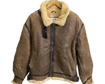 B-3 Vintage Terra Australis Sherling Schaffell Sherpa Jacke Größe M