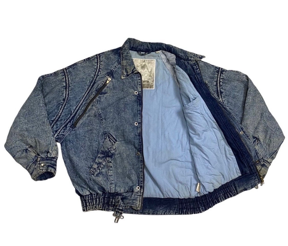 ジャケット Darlman Jacket Vintage 80s Gleeman Denim Bomber Jacket Size L - Etsy