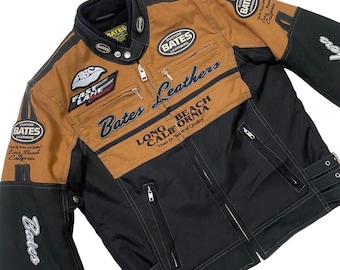 Custom Bates Leather Long Beach California Bicker Jacket UK
