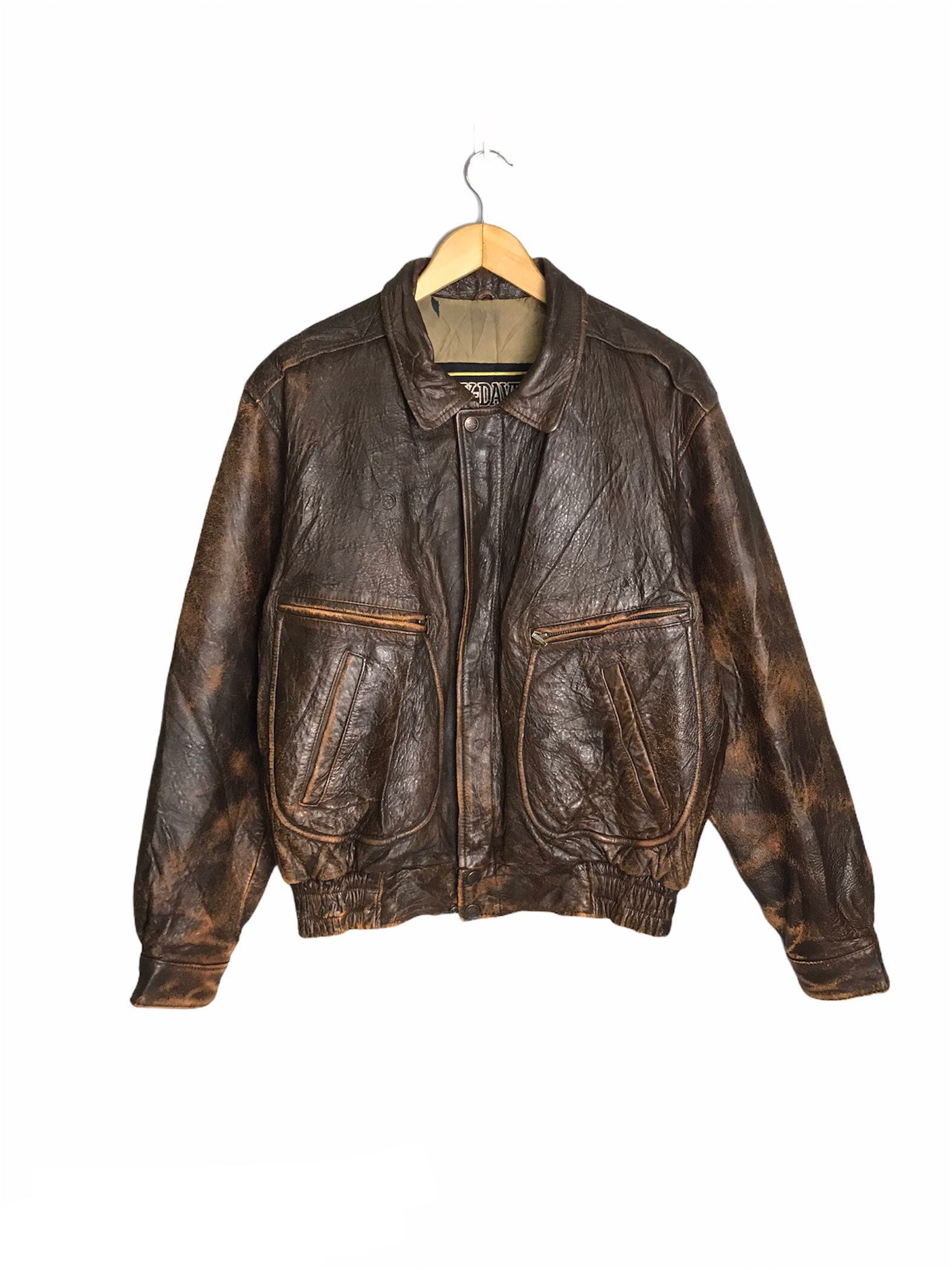 古*ト様 90s harey davidson type A-2 bomber Vintage 90s Black & Orange