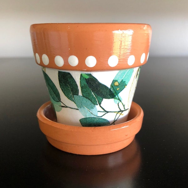 Mini 2” Decoupage Terra Cotta Pot