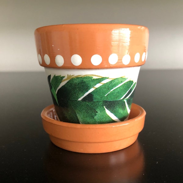 Mini 2” Decoupage Terra Cotta Pot