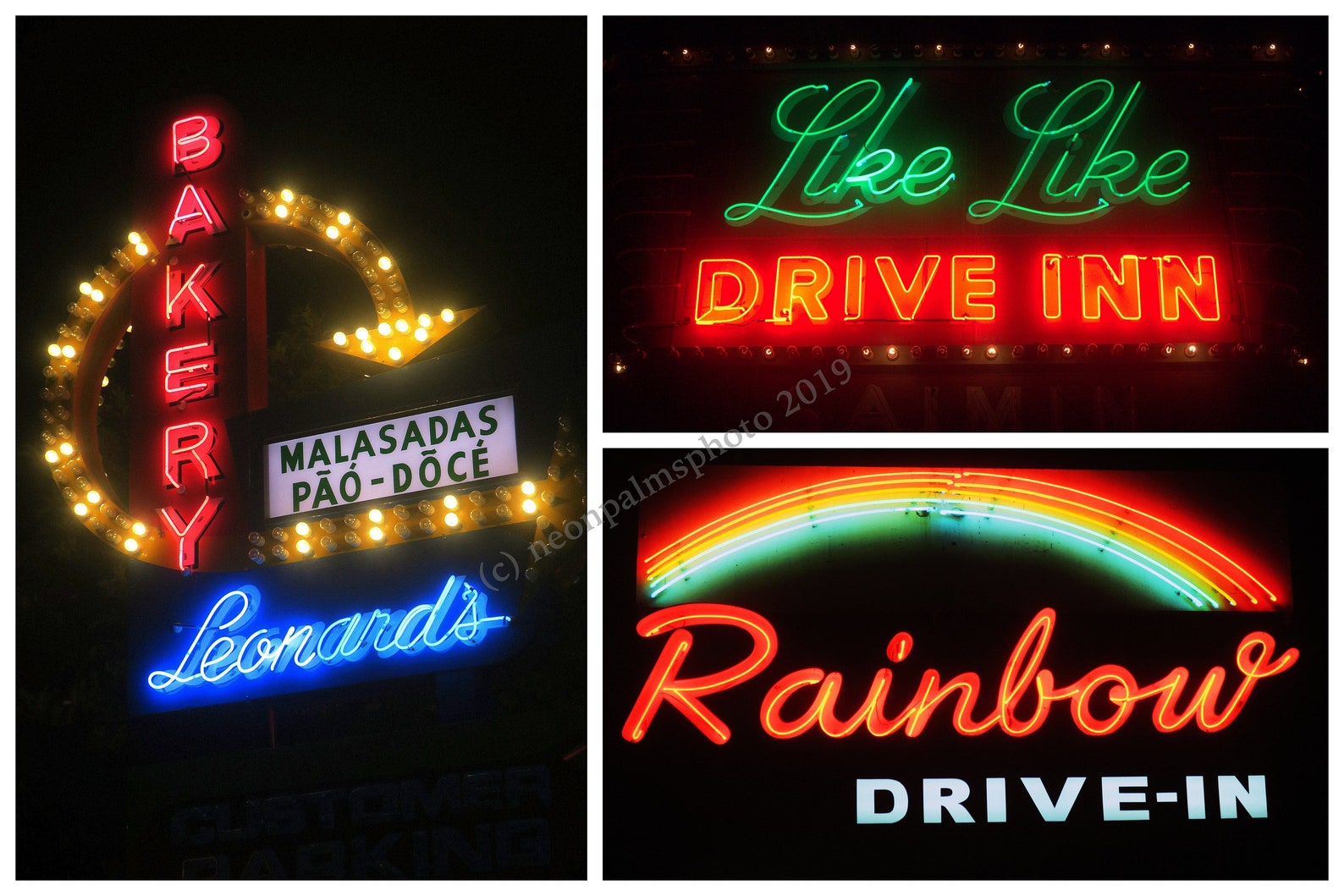 Honolulu Neon Sign Collage Hawaii Decor Photograph Art Print Etsy