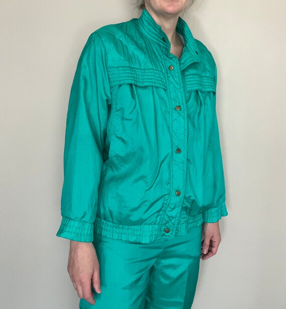 90s vintage women’s tracksuit teal jacket pants w… - image 8