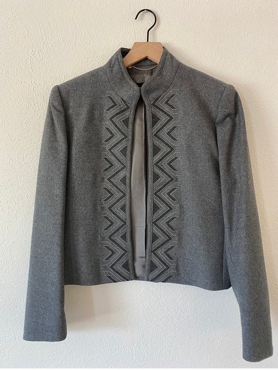 80s designer open front jacket embroidered Louis … - image 6